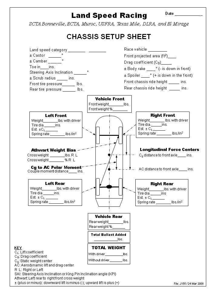 Chassis Setup Sheet